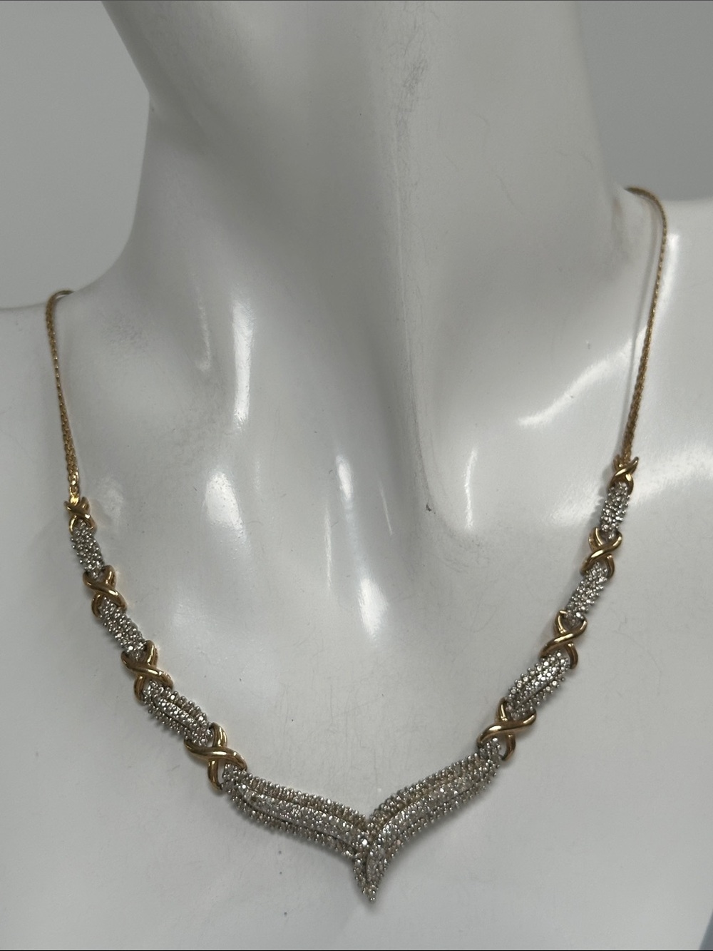 Diamonds Real 925 sterling Gold Necklace
